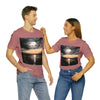 Floating - Short Sleeve Tee- Poem on Ocean Sunset Images on Each Side