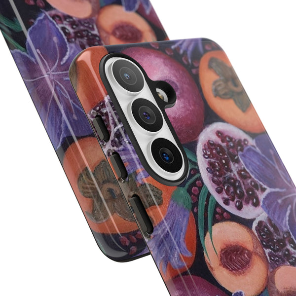 Artistic Phone Case - Painting of Fruits and Purple Lily Flowers