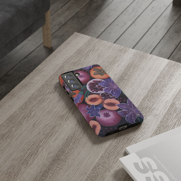 Artistic Phone Case - Painting of Fruits and Purple Lily Flowers