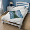 Wondering By The Lake - Velveteen Blanket with Mossy Lake Painting