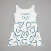 White sleeveless paisley Skater Dress designed with inspiration words love, peace, faith, destiny, eternity.