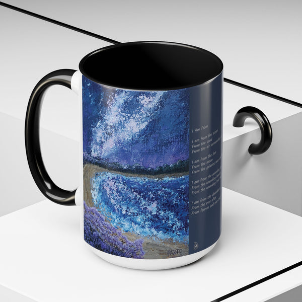 I Am From Poem and Scenic Art Mug (Milky Way Galaxy & Sunrise Beach)