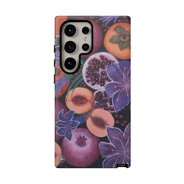 Artistic Phone Case - Painting of Fruits and Purple Lily Flowers