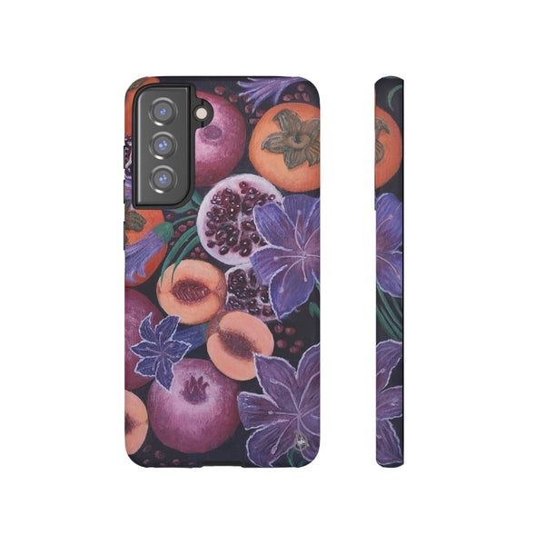 Artistic Phone Case - Painting of Fruits and Purple Lily Flowers