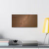 Dark sky milky way galaxy photo on canvas with inspirational phrase on a wall above a desk