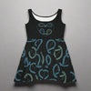 Black Sleeveless paisley Skater Dress designed with inspiration words love, peace, faith, destiny, eternity.