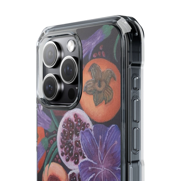 MagSafe Compatible iPhone Case - Fruits and Purple Lily Flowers Painting