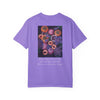 T-shirt Logo, fruits and flower painting and inspirational saying on back.