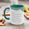 11oz cup with beautiful inspirational poem "Empty Your Cup" with turquoise overflowing design.