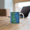 Awakening Art coffee Mug — Shades of Blue & Green Waves Ceramic 11oz