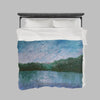 Wondering By The Lake - Velveteen Blanket with Mossy Lake Painting