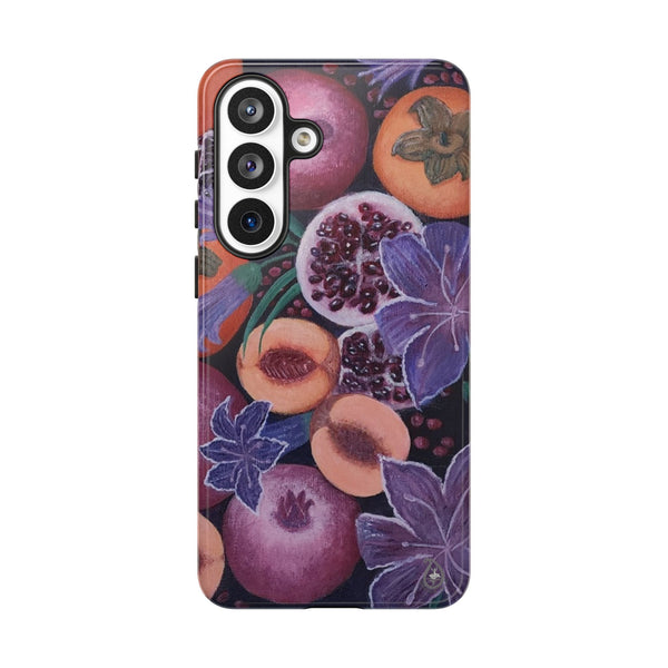 Artistic Phone Case - Painting of Fruits and Purple Lily Flowers