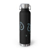 Black Insulated Water Bottle with Paisley design spelling PEACE