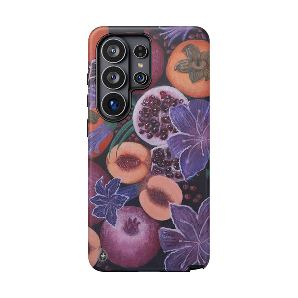 Artistic Phone Case - Painting of Fruits and Purple Lily Flowers