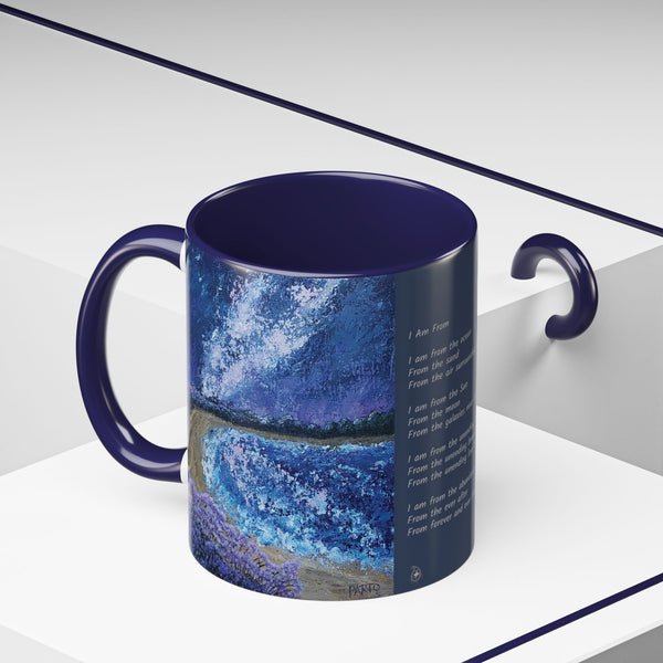 I Am From Poem and Scenic Art Mug (Milky Way Galaxy & Sunrise Beach)