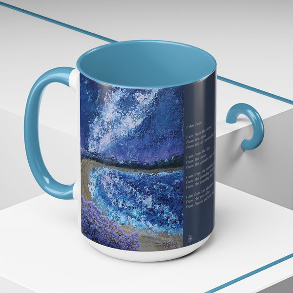 I Am From Poem and Scenic Art Mug (Milky Way Galaxy & Sunrise Beach)