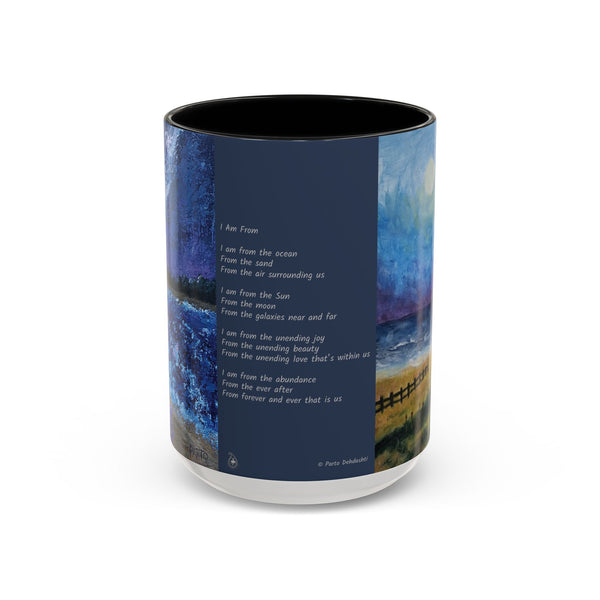 I Am From Poem and Scenic Art Mug (Milky Way Galaxy & Sunrise Beach)