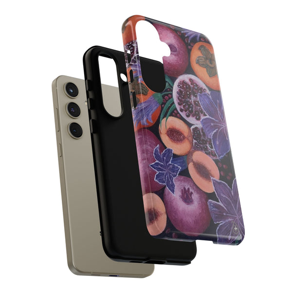 Artistic Phone Case - Painting of Fruits and Purple Lily Flowers