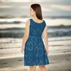 Indigo blue sleeveless dress with paisley design and inspirational words