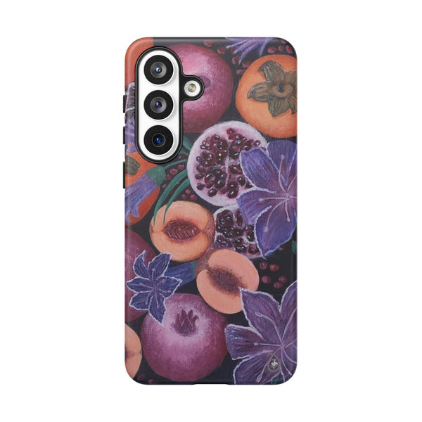 Artistic Phone Case - Painting of Fruits and Purple Lily Flowers