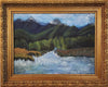 Parto Dehdashti acrylic painting of river and mountains framed