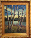 Parto Dehdashti acrylic painting of birch trees framed