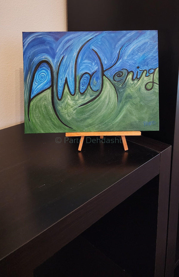 Painting - Awakening in Script Font with Reflections