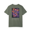 T-shirt Logo, fruits and flower painting and inspirational saying on back.