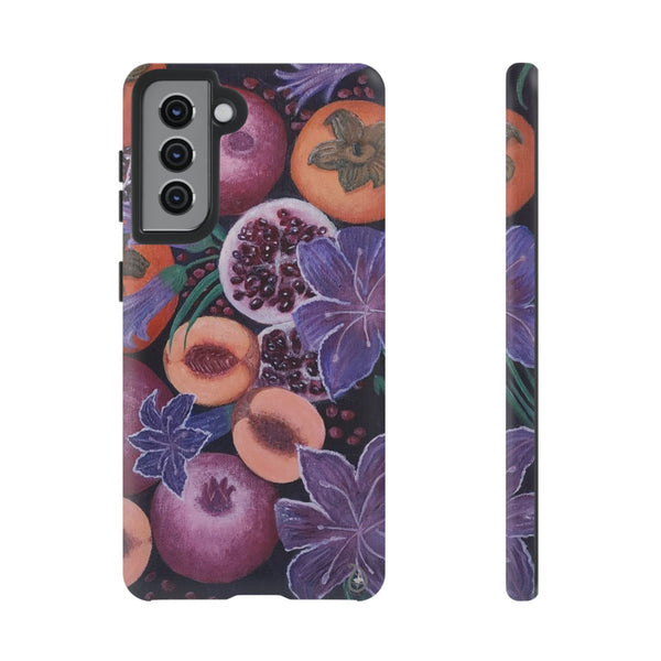 Artistic Phone Case - Painting of Fruits and Purple Lily Flowers