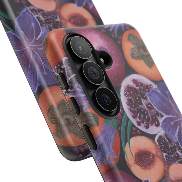 Artistic Phone Case - Painting of Fruits and Purple Lily Flowers
