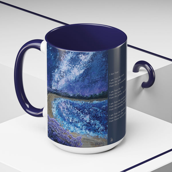I Am From Poem and Scenic Art Mug (Milky Way Galaxy & Sunrise Beach)