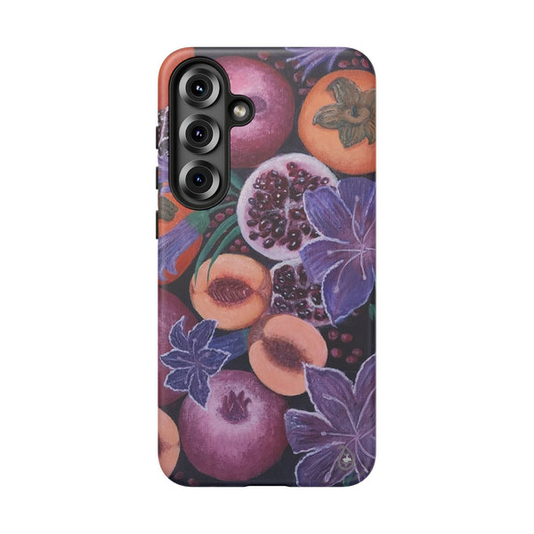 Artistic Phone Case - Painting of Fruits and Purple Lily Flowers