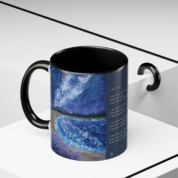 I Am From Poem and Scenic Art Mug (Milky Way Galaxy & Sunrise Beach)
