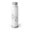 White Insulated Water Bottle with Paisley design spelling PEACE