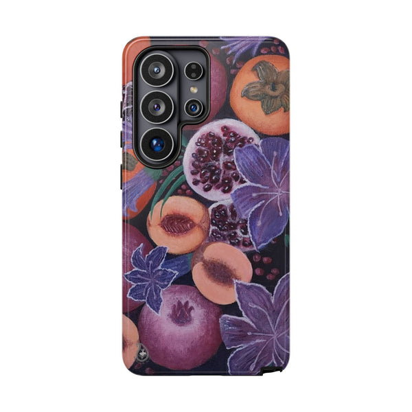 Artistic Phone Case - Painting of Fruits and Purple Lily Flowers