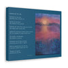 Canvas print of beautiful sunset on lake alongside Wondering By The Lake poem.