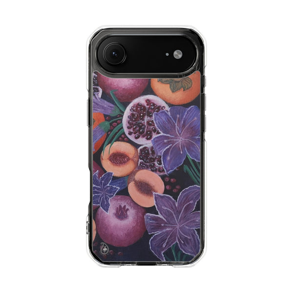MagSafe Compatible iPhone Case - Fruits and Purple Lily Flowers Painting