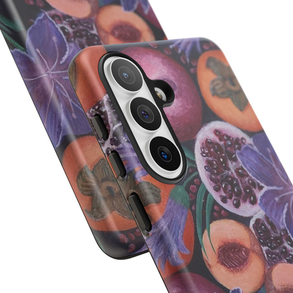 Artistic Phone Case - Painting of Fruits and Purple Lily Flowers