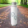 White insulated water bottle with paisley design and key words 