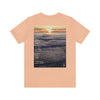 Floating - Short Sleeve Tee- Poem on Ocean Sunset Images on Each Side