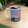 Wondering By The Lake -11oz Mug, Inspiring Saying on Lake Sunset Photo