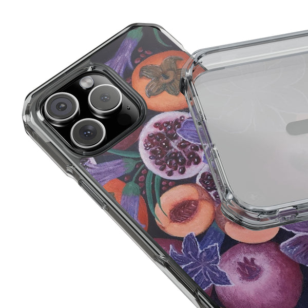 MagSafe Compatible iPhone Case - Fruits and Purple Lily Flowers Painting