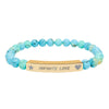 Engraved Natural Stone Beaded Bracelet — "INFINITE LOVE", Heart, Star