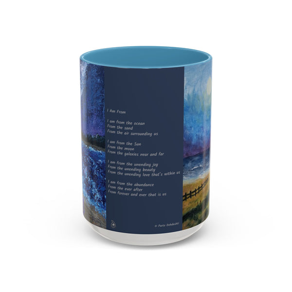 I Am From Poem and Scenic Art Mug (Milky Way Galaxy & Sunrise Beach)