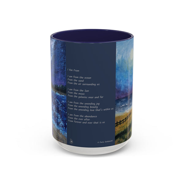 I Am From Poem and Scenic Art Mug (Milky Way Galaxy & Sunrise Beach)