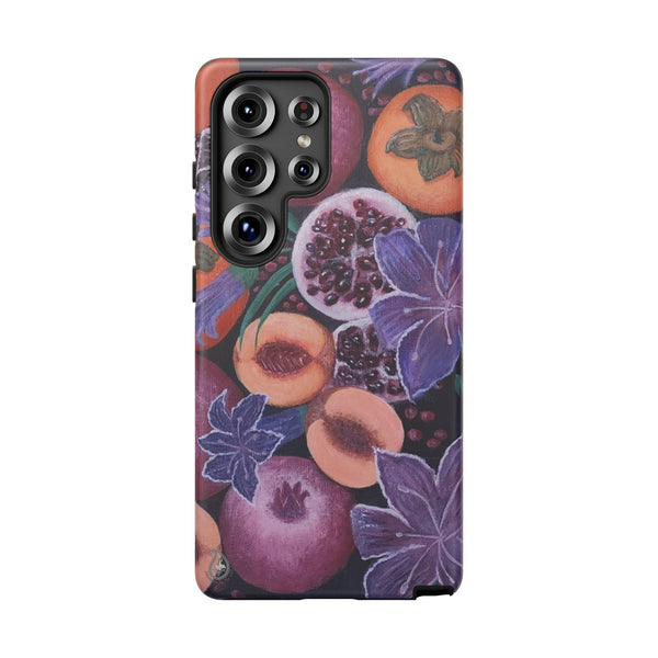 Artistic Phone Case - Painting of Fruits and Purple Lily Flowers