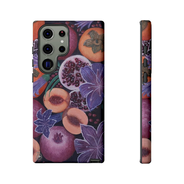 Artistic Phone Case - Painting of Fruits and Purple Lily Flowers