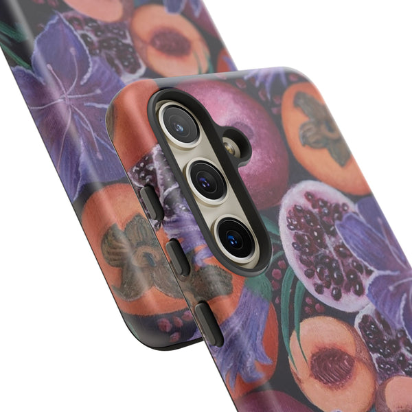 Artistic Phone Case - Painting of Fruits and Purple Lily Flowers