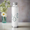 White insulated water bottle with paisley peace design