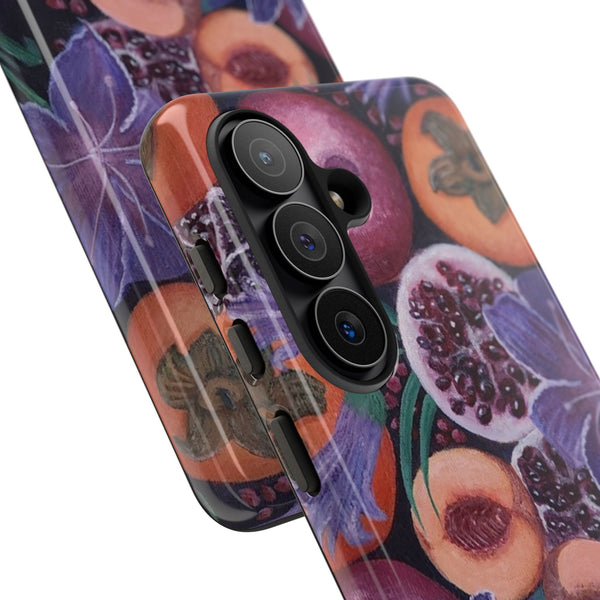 Artistic Phone Case - Painting of Fruits and Purple Lily Flowers
